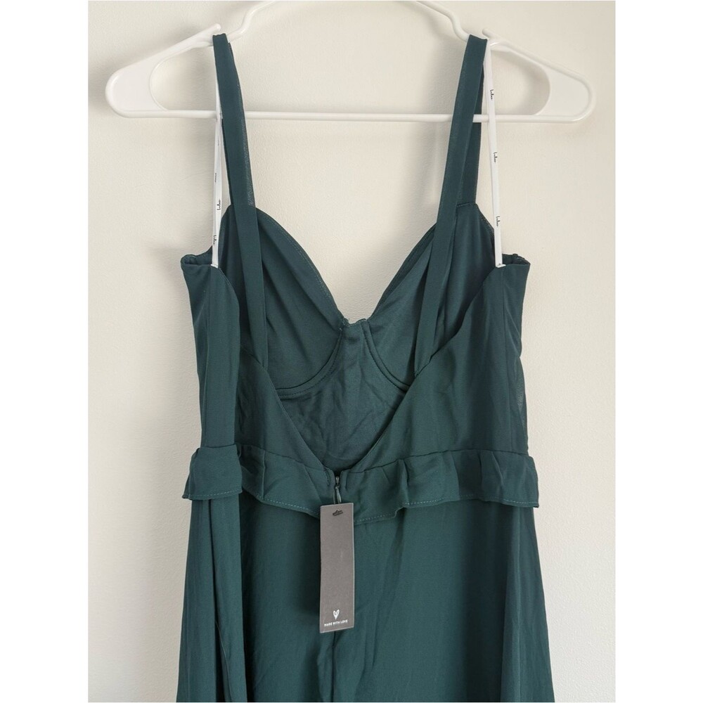 NWT Lulus Sincerely Poised Emerald Backless Bustier Tiered Maxi Dress Medium - Picture 8 of 9